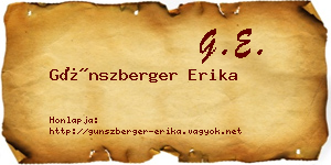 Günszberger Erika névjegykártya